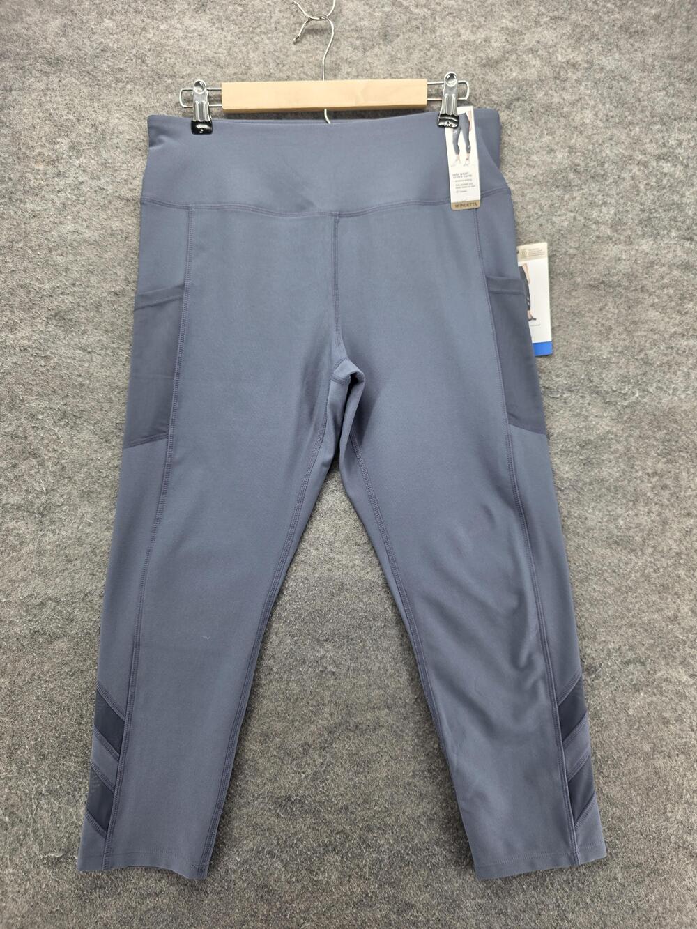 Mondetta Leggings Womens L Purple Capri High Waist Pockets Stretch 22 Inseam